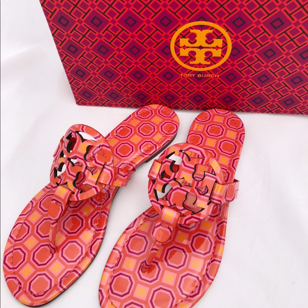 Tory Burch Miller Sandals Coral Pink 7 7.5 8 8.5 - Picture 3 of 7